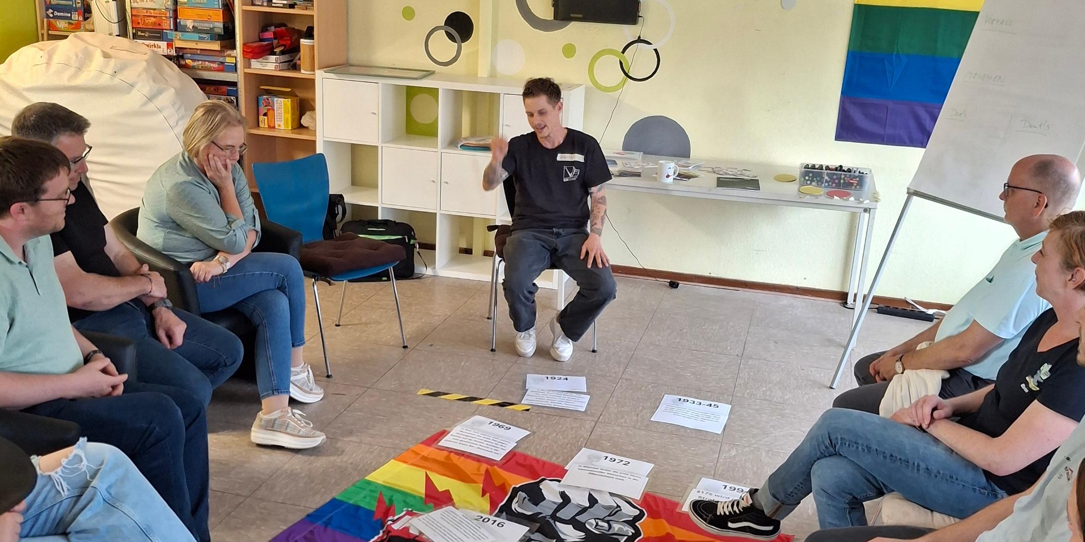 Vincent Maron berichtet von der historischen Entwicklung von Queerfeindlichkeit (c) Anita Nohner Vincent Maron berichtet von der historischen Entwicklung von Queerfeindlichkeit