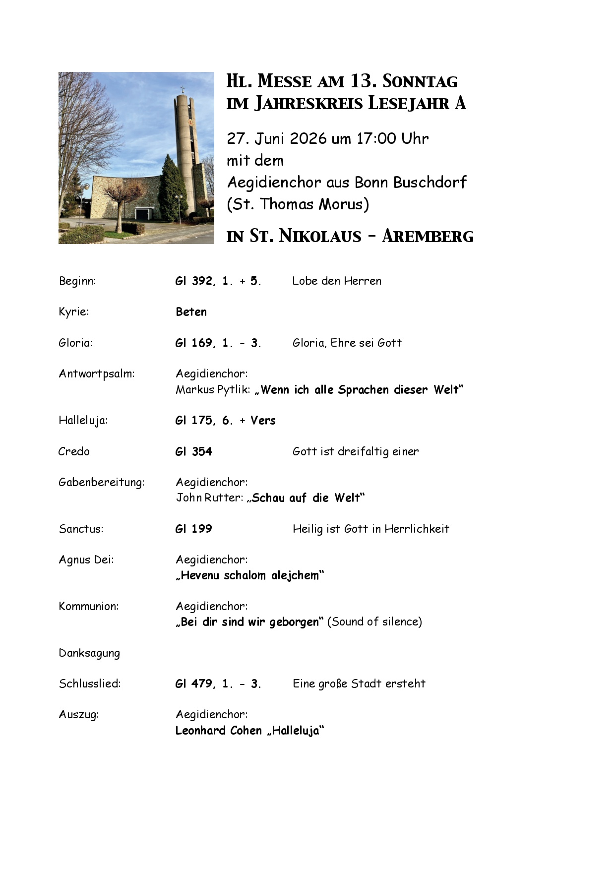 Chor in Aremberg