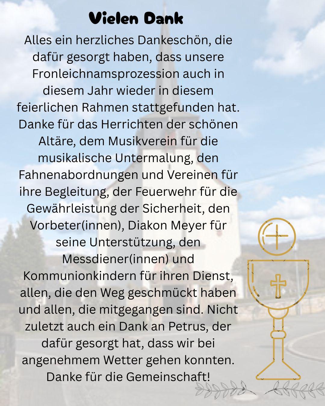 Dank Fronleichnam Nohn