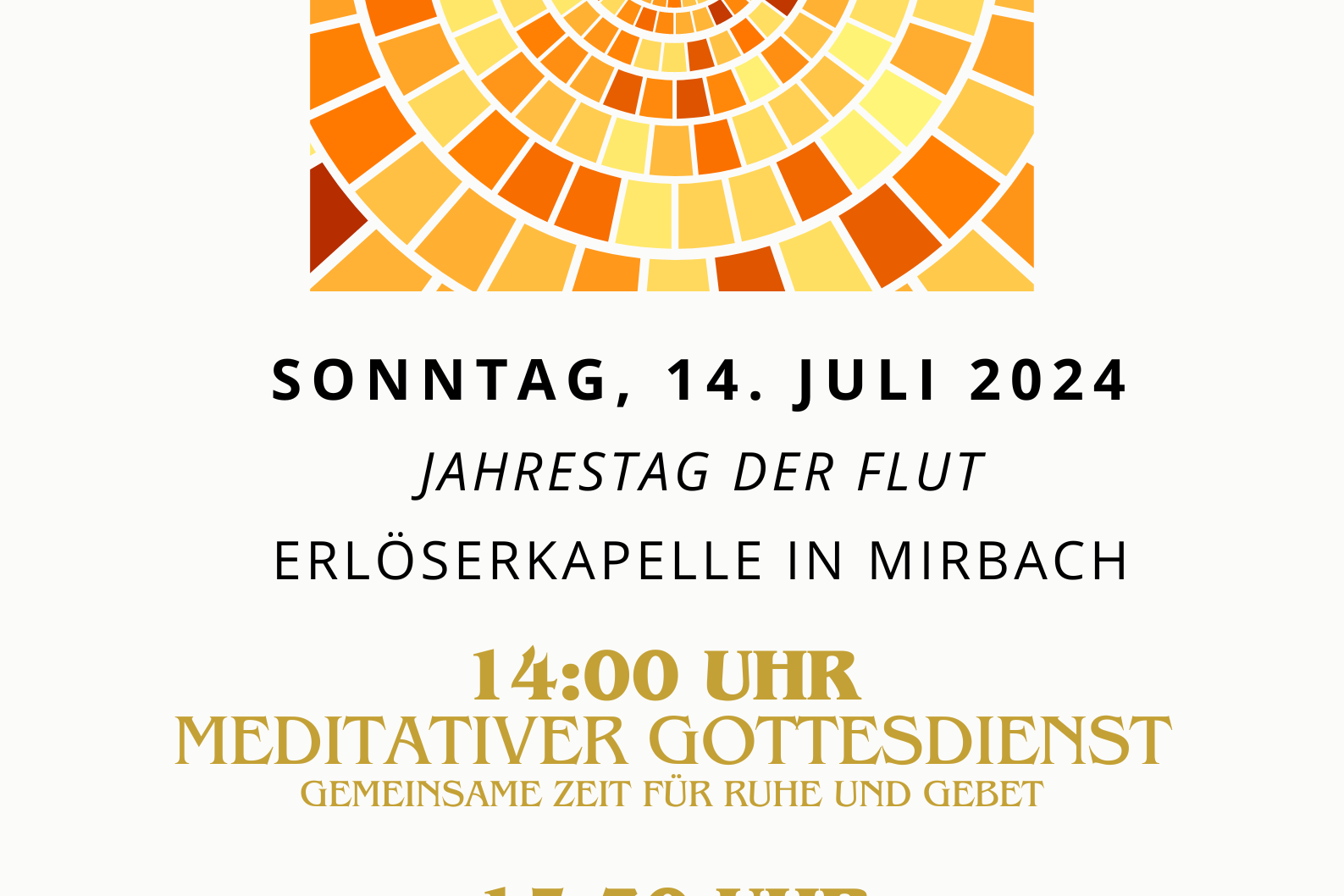 Jahrestag Flut Erlöserkapelle Mirbach