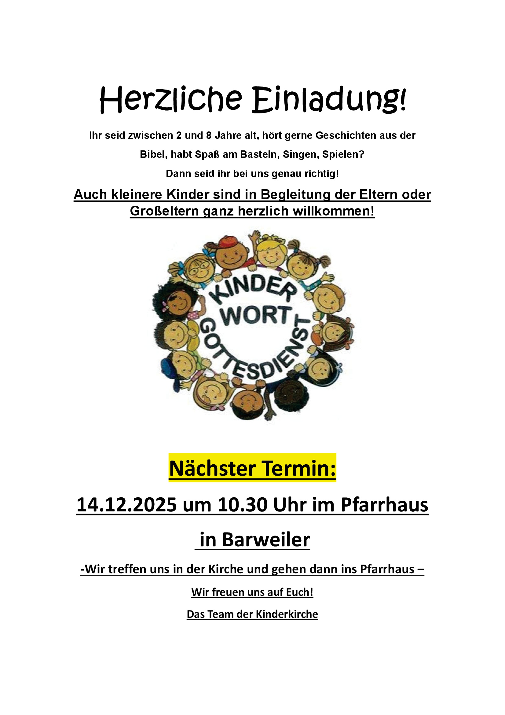 Kinderkirche Barweiler Dezember 25