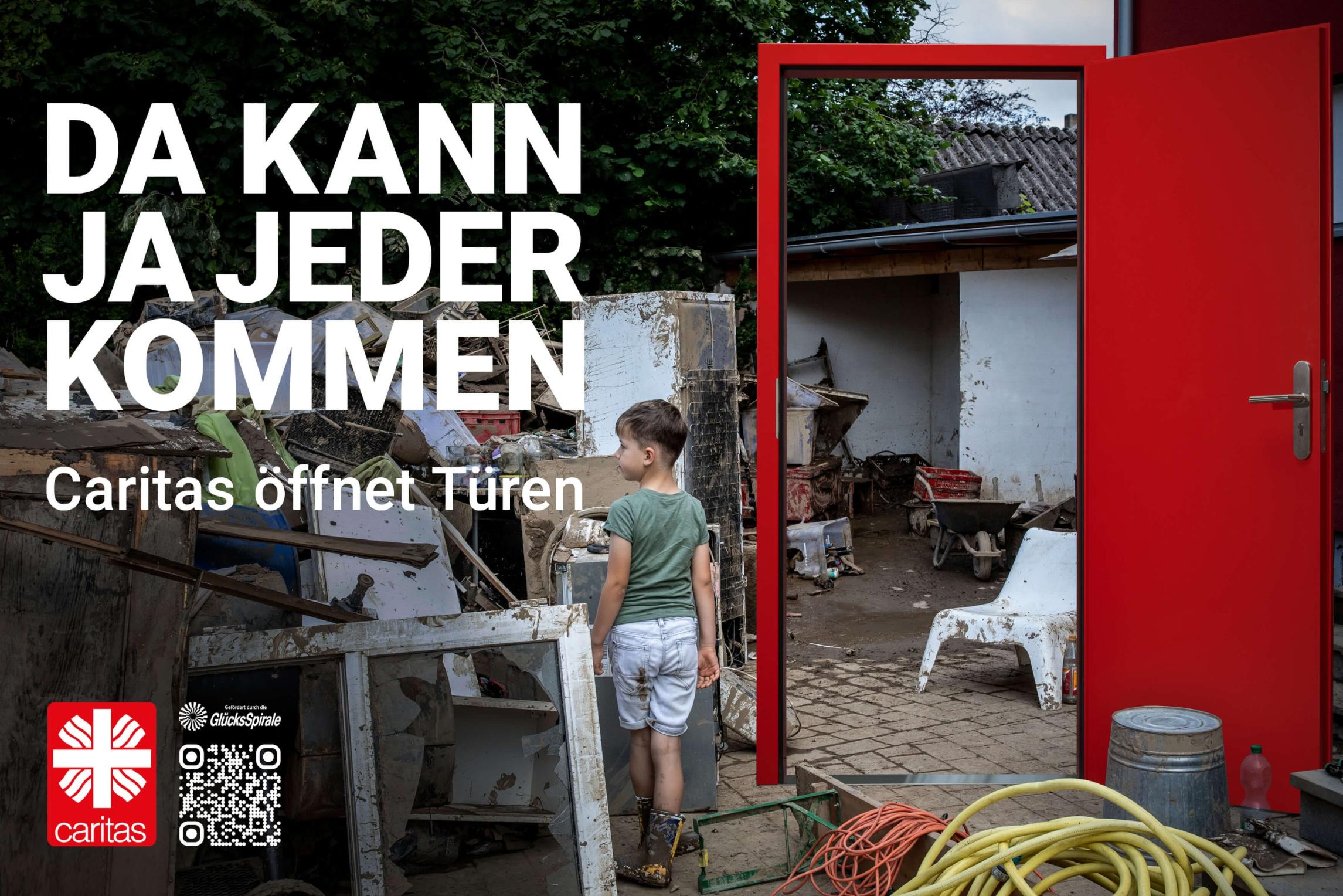 Caritas-Plakat Flut