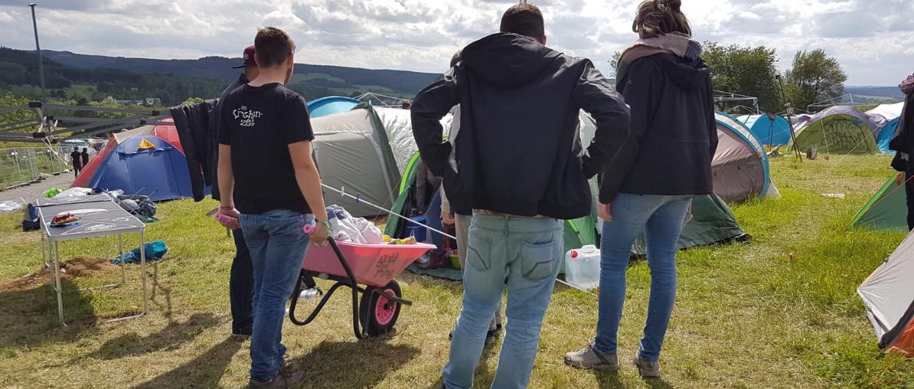 Lebensmittelsammlung mit der rose Schubkarre