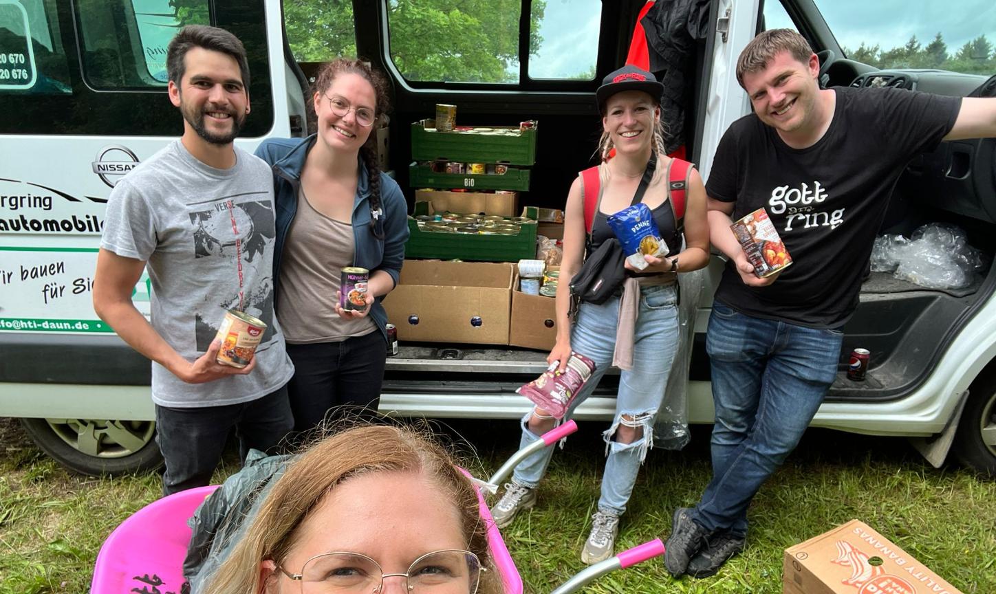 Lebensmittelsammlung auf den Zeltplätzen