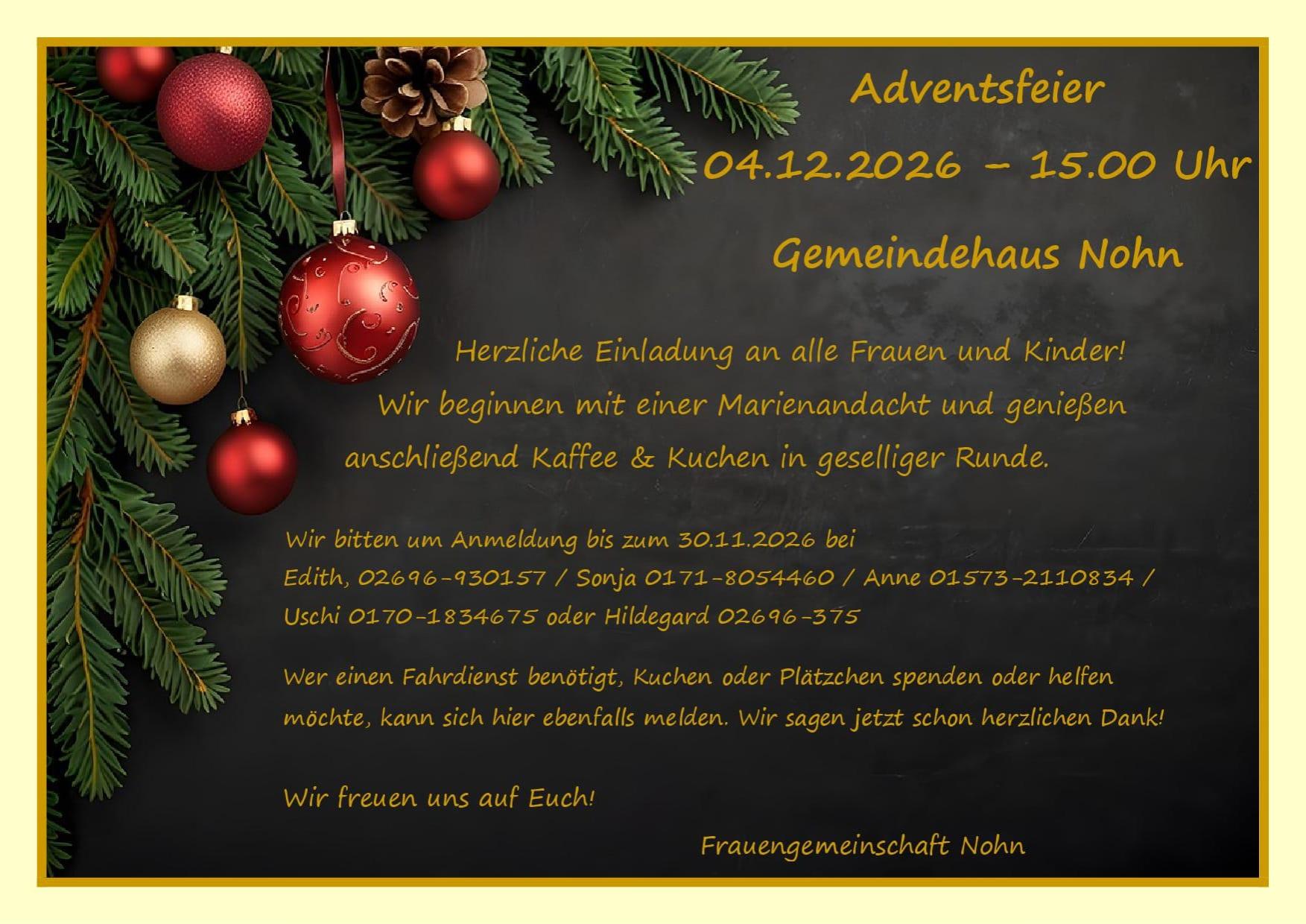 Adventsfeier Nohn 2026
